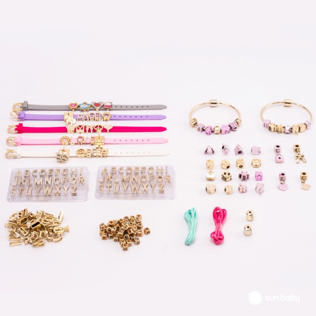 Zestaw do robienia bransoletek biżuterii zawieszki koraliki bransoletki naszyjniki Duży zestaw 210 el Sun Baby