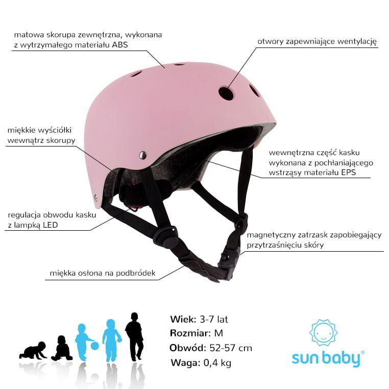 Kask rowerowy dla dzieci M 3-7 lat różowy Sun Baby