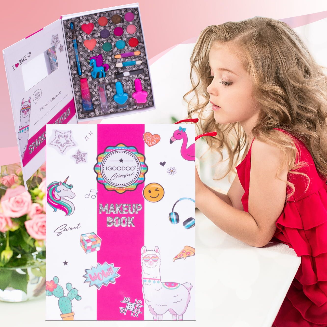 Zestaw do makijażu Paletka cieni do makijażu dzieci Błyszczyk Cienie Lakiery Lusterko Sun Baby