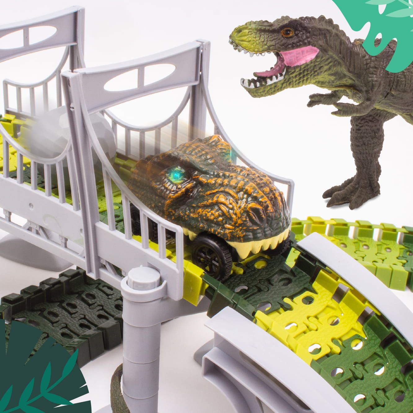 Tor wyścigowy samochodowy dla dzieci Duży Dinozaur 196 el Dinozaury Auto Sun Baby