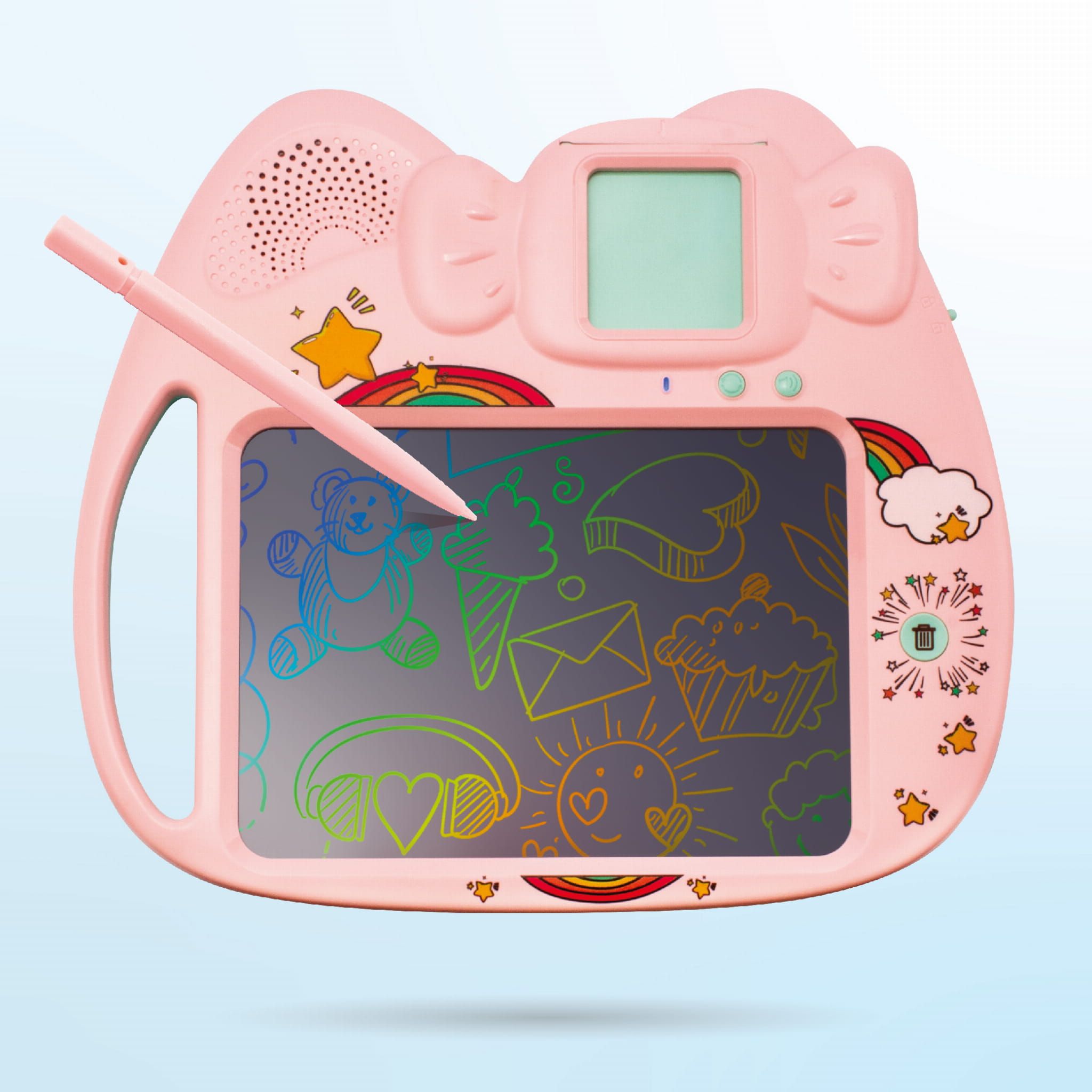 Tablet do rysowania znikopis Czytnik kart do nauki języka angielskiego 2w1 112 kart dwustronnych różowy Sun Baby