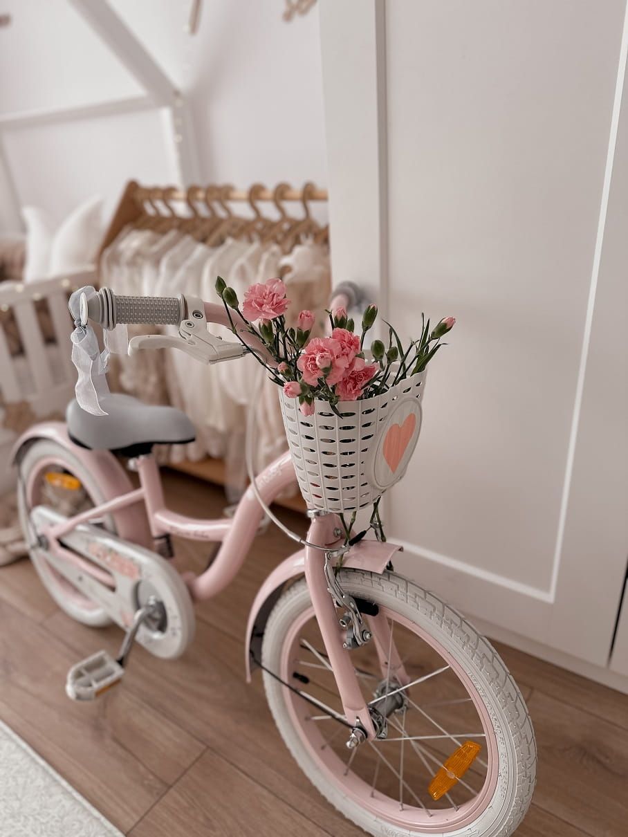 Koszyk rowerowy dla dzieci na rower plastikowy biało morelowy Sun Baby