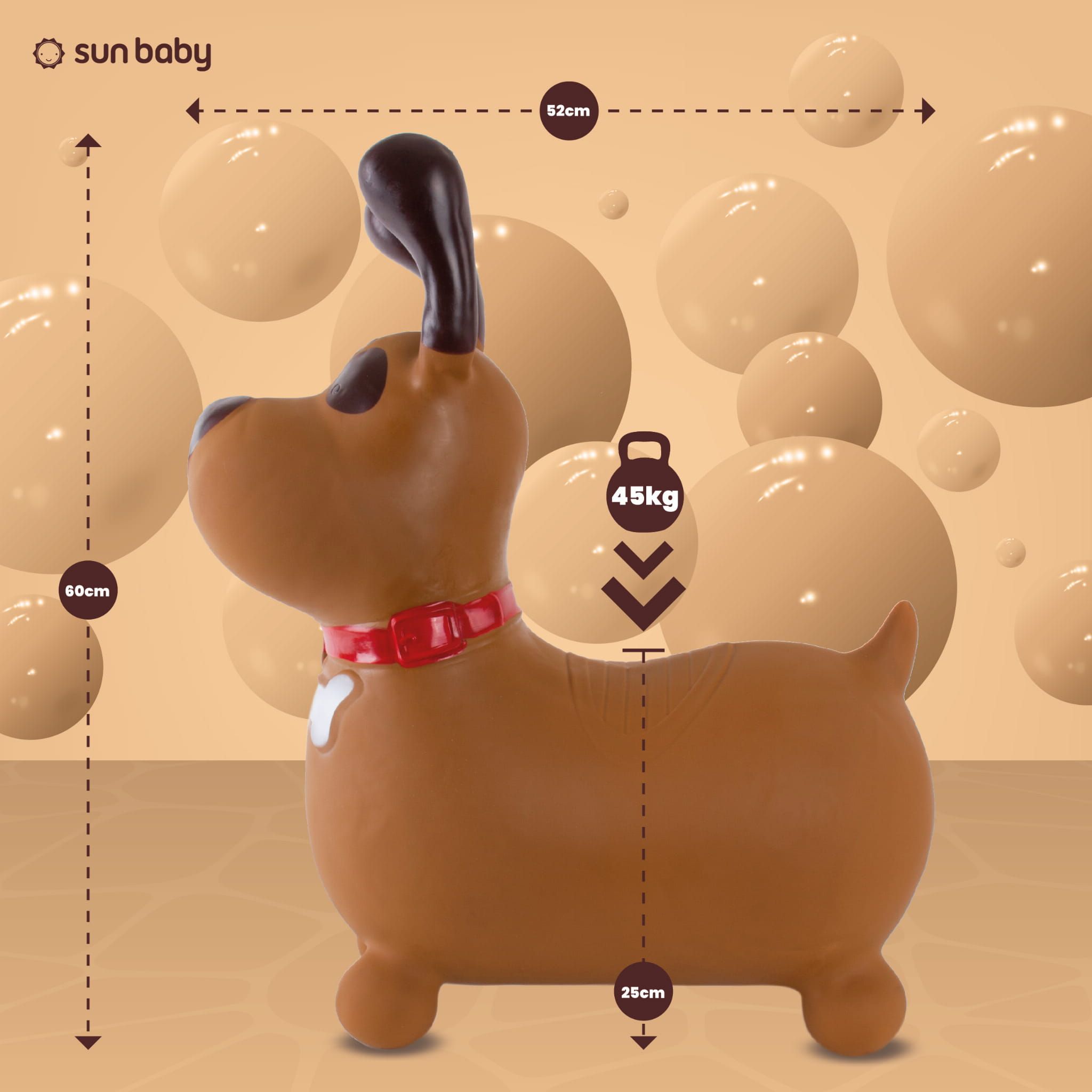 OUTLET Skoczek dla dzieci do skakania z pompką Reksio brązowy Sun Baby