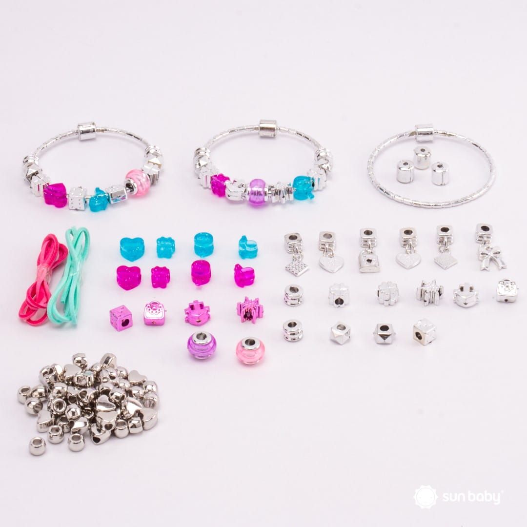 Zestaw do robienia bransoletek biżuterii zawieszki koraliki bransoletki naszyjniki 110 el Sun Baby
