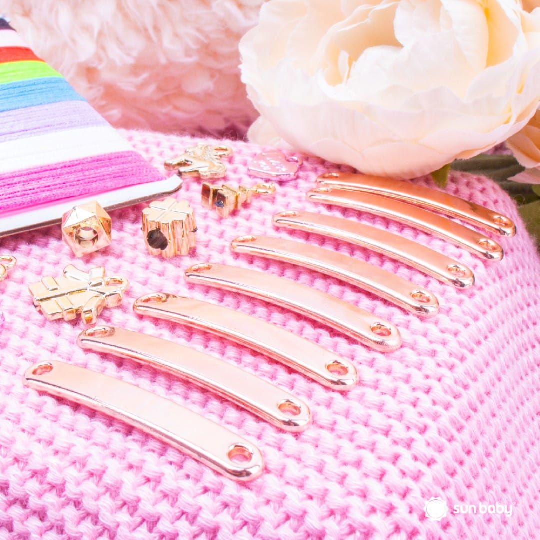 Zestaw do robienia bransoletek biżuterii zawieszki koraliki bransoletki naklejki 160 el Sun Baby