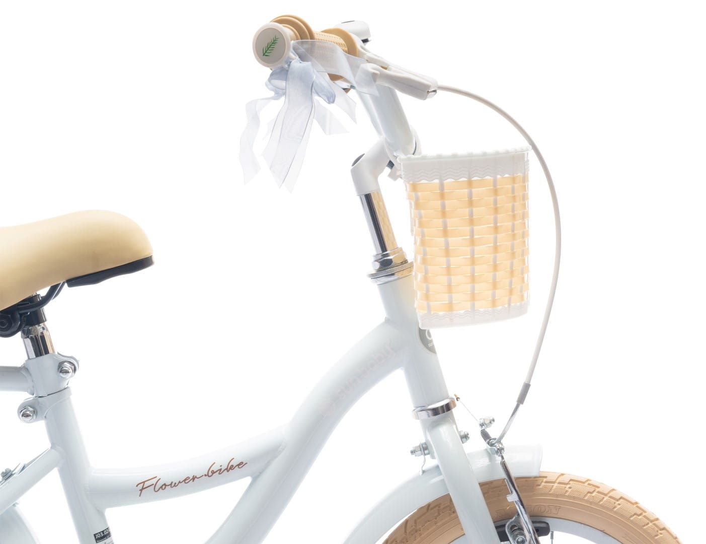 Koszyk rowerowy dla dzieci na rower plastikowy biało beżowy Sun Baby