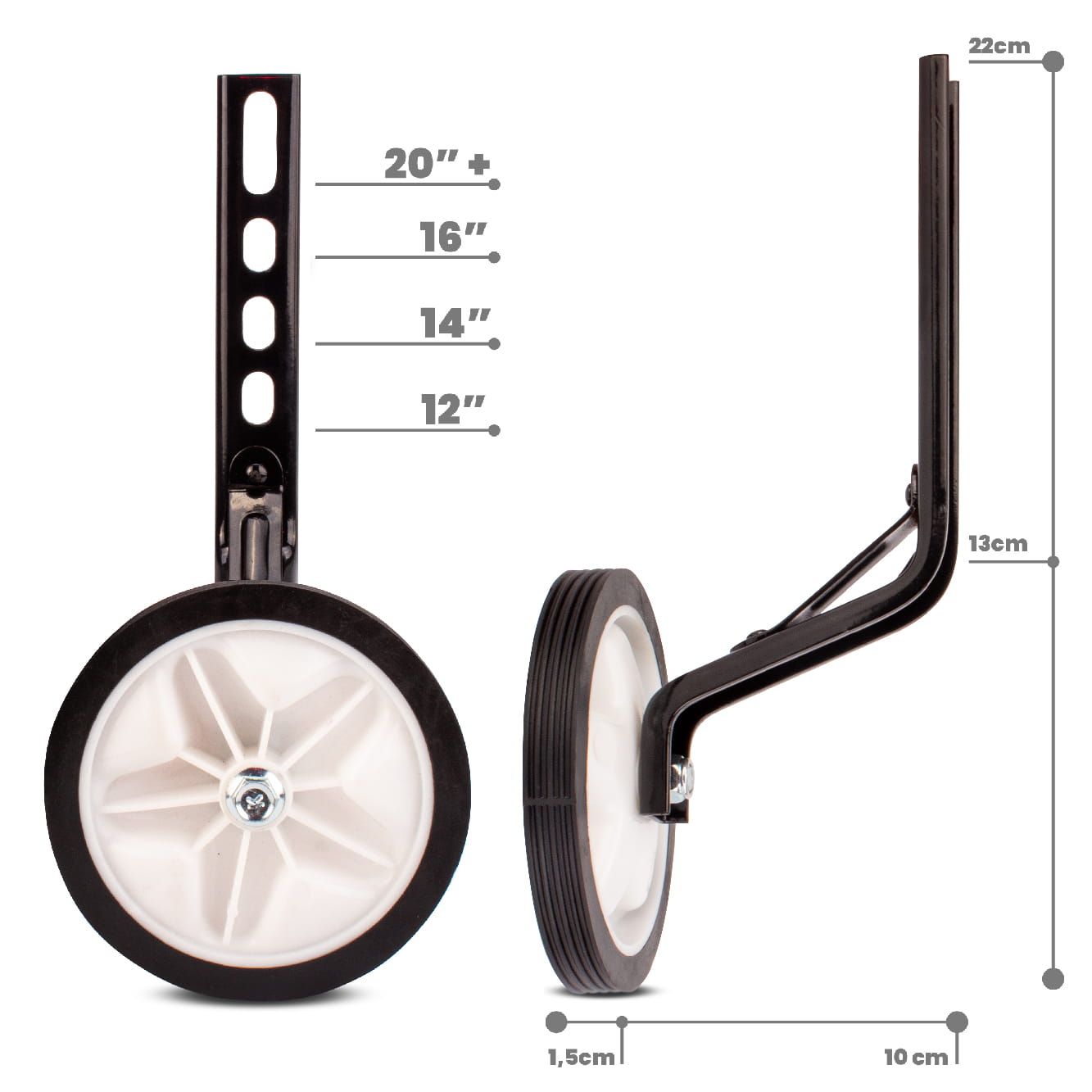 Kółka boczne do roweru Koła podporowe 12-20 cali + Prowadnik do rowerka dziecięcego Grip Uchwyt do nauki 85 cm Zestaw