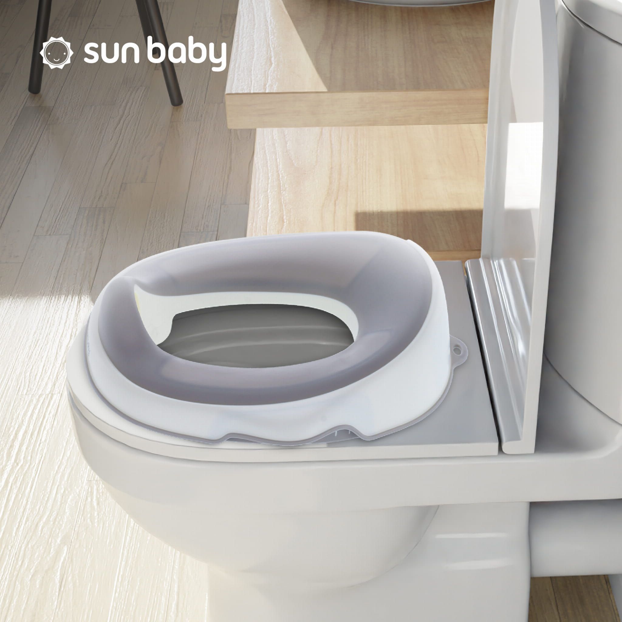 Nakładka na sedes wc dla dzieci antypoślizgowa deska na toaletę biały szary Sun Baby
