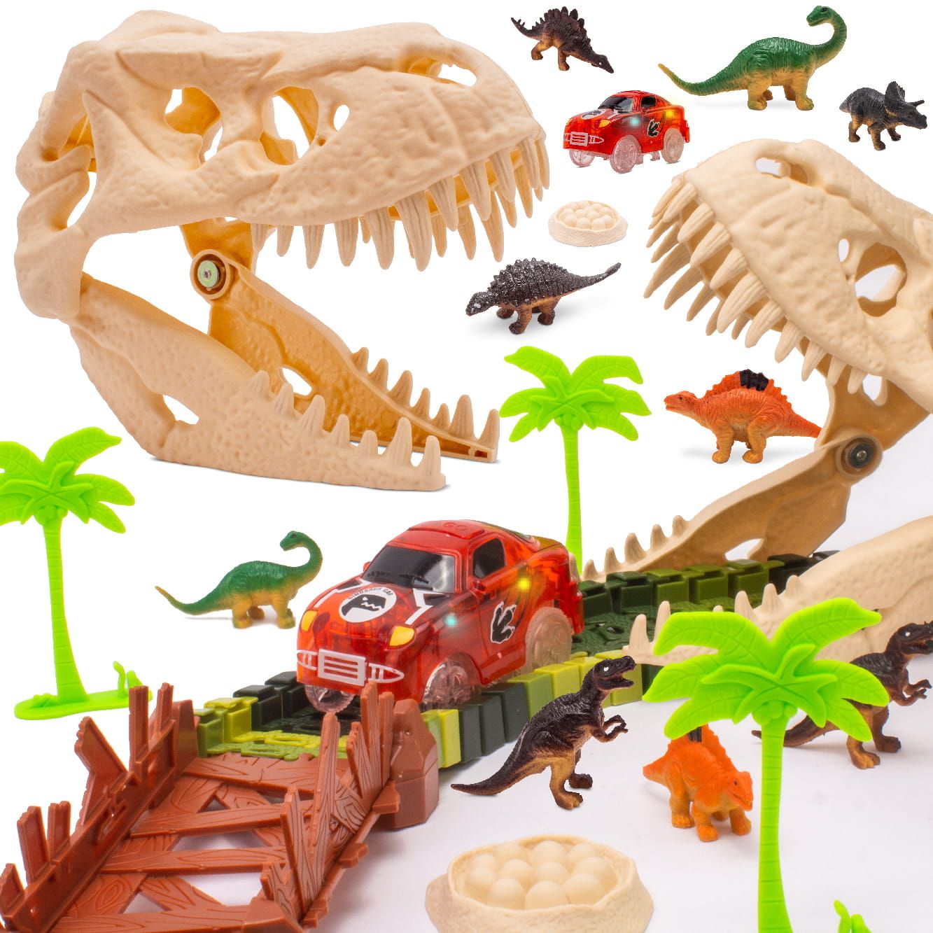 Tor wyścigowy samochodowy dla dzieci Duży Dinozaur 116 el Dinozaury Auto Sun Baby
