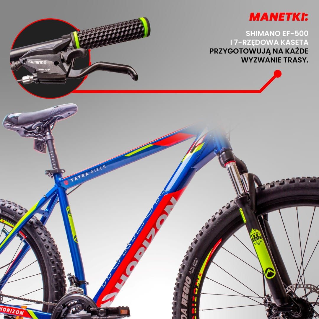 29-Zoll-Mountainbike mit Shimano-Schaltung, leichtem Aluminiumrahmen, Tatra Bikes Horizon, blau