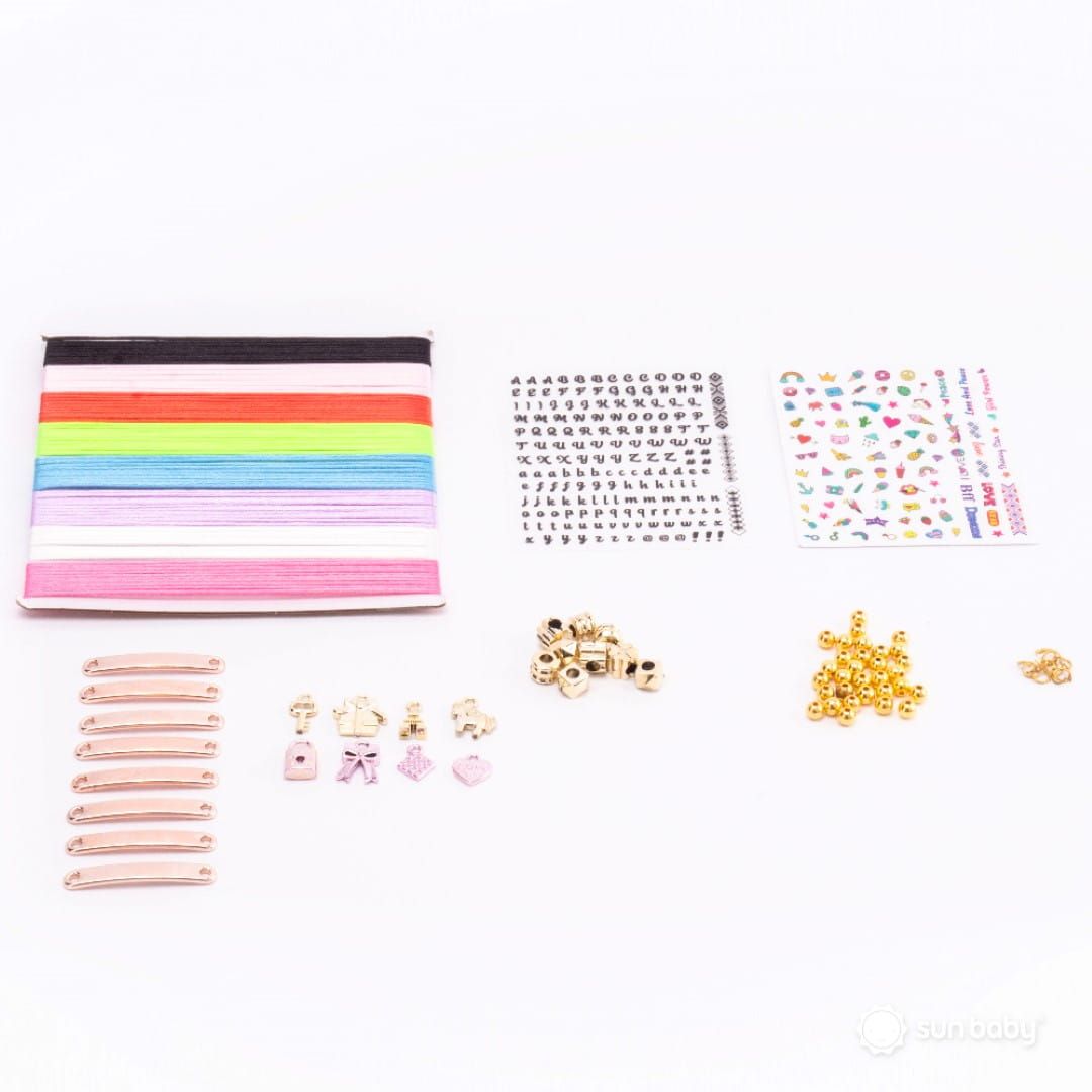 Zestaw do robienia bransoletek biżuterii zawieszki koraliki bransoletki naklejki 160 el Sun Baby