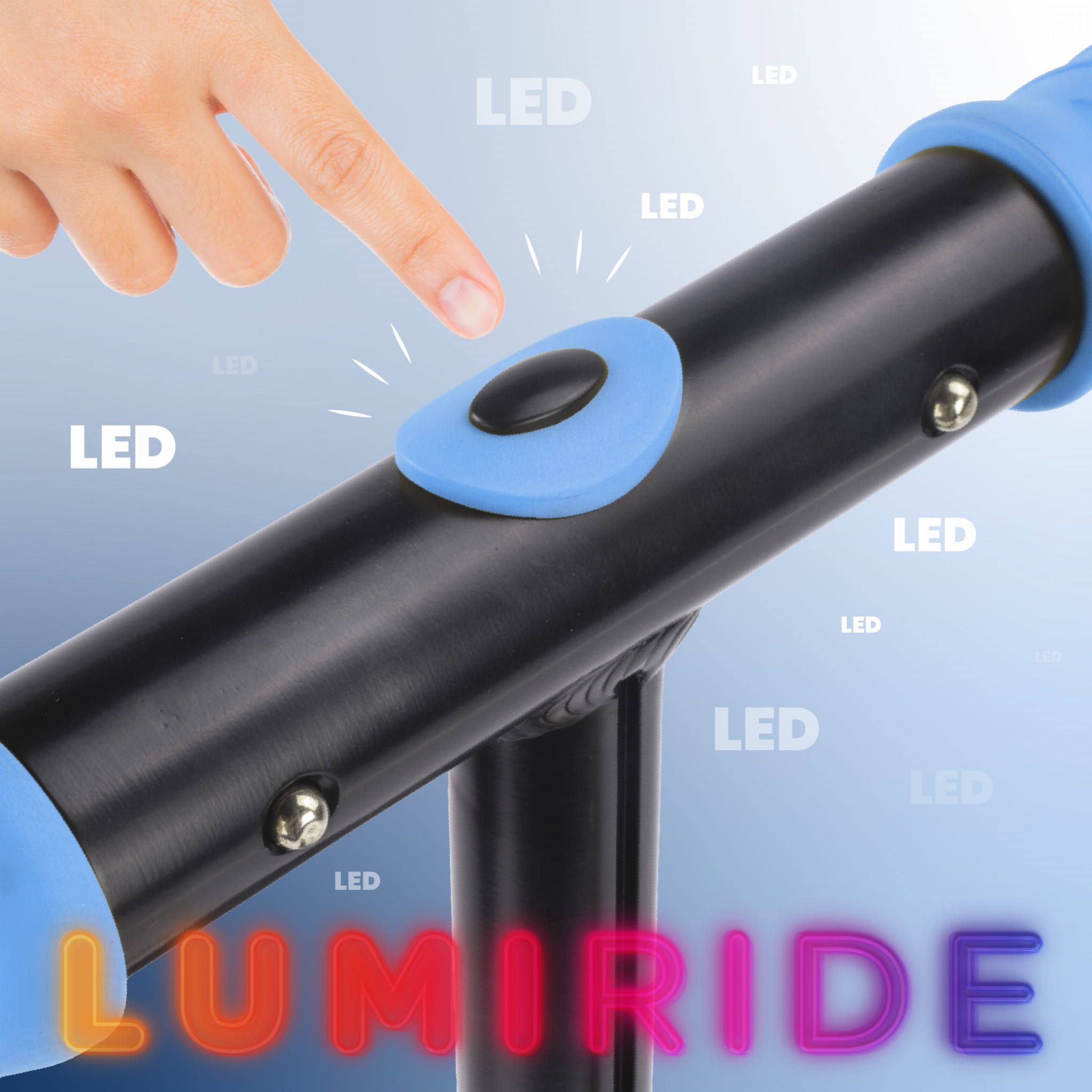 LUMI RIDE Hulajnoga dwukołowa dla dzieci składana regulowana LED 7 kolorów 20 programów niebieski Sun Baby