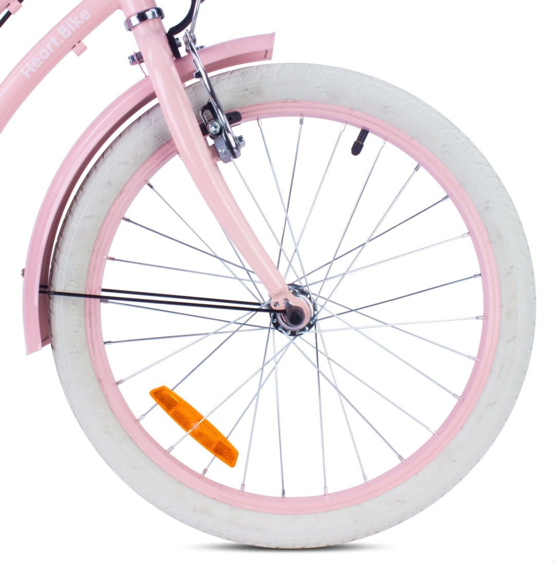 Rower dla dziewczynki 20 cali prowadnik bagażnik stopka Heart Bike Silver Moon różowy