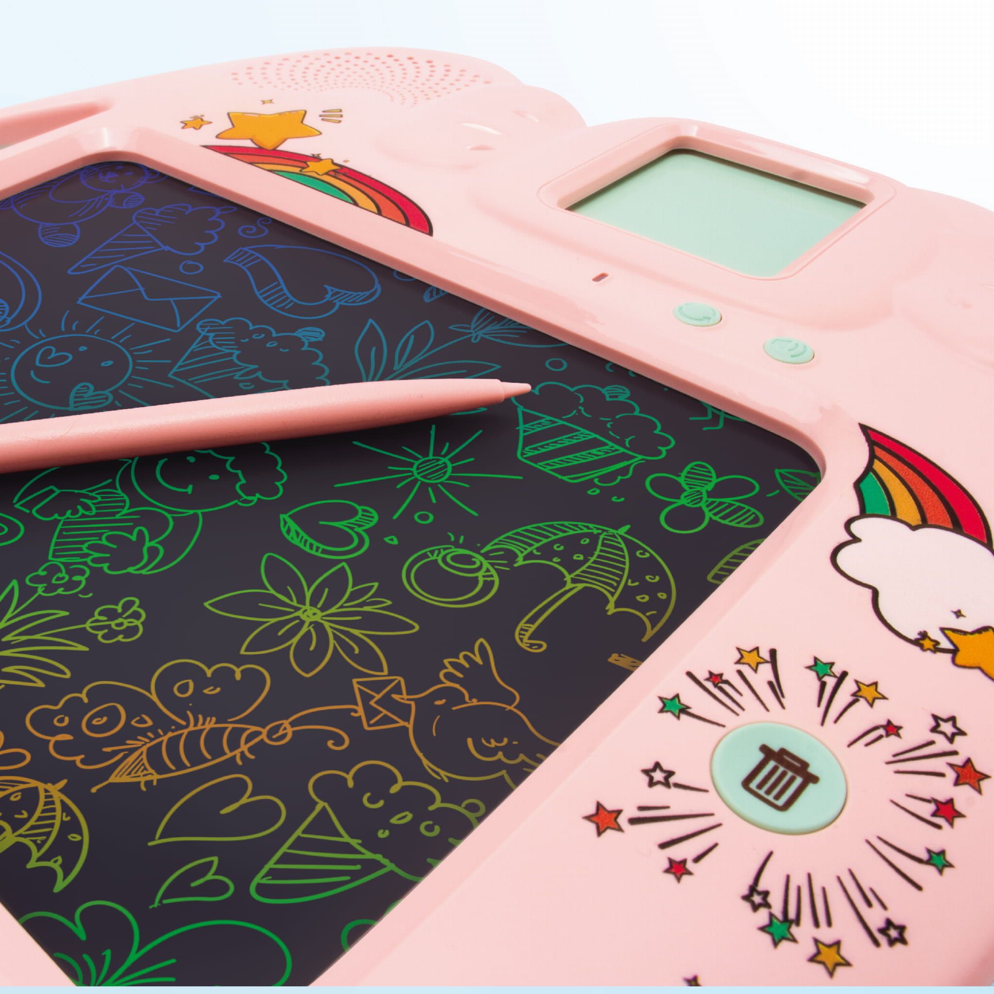 Tablet do rysowania znikopis Czytnik kart do nauki języka angielskiego 2w1 112 kart dwustronnych różowy Sun Baby