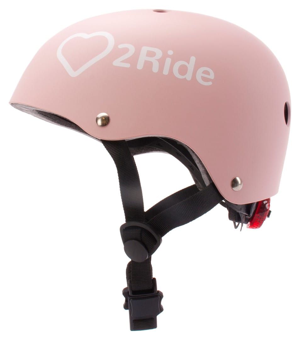 Kask rowerowy dla dzieci HEART BIKE Love 2 RIDE S 50-54 cm lampka LED klips magnetyczny Powder Pink