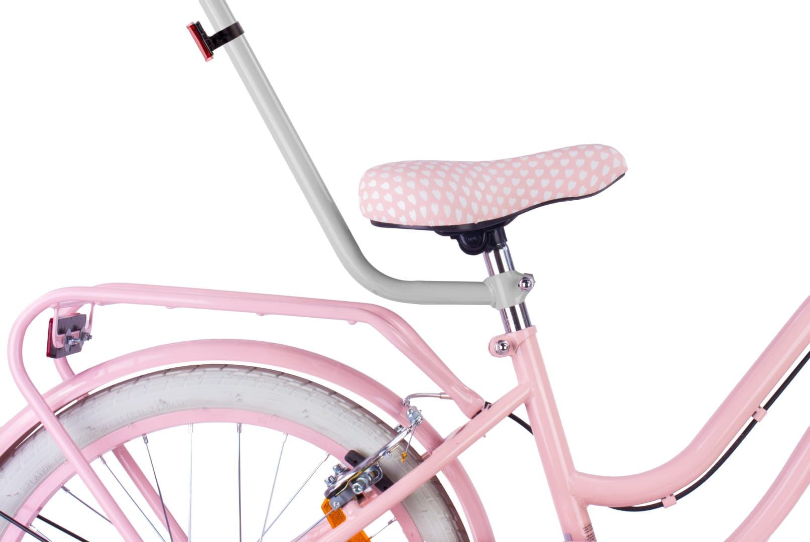 Rower dla dziewczynki 20 cali prowadnik bagażnik stopka Heart Bike Silver Moon różowy