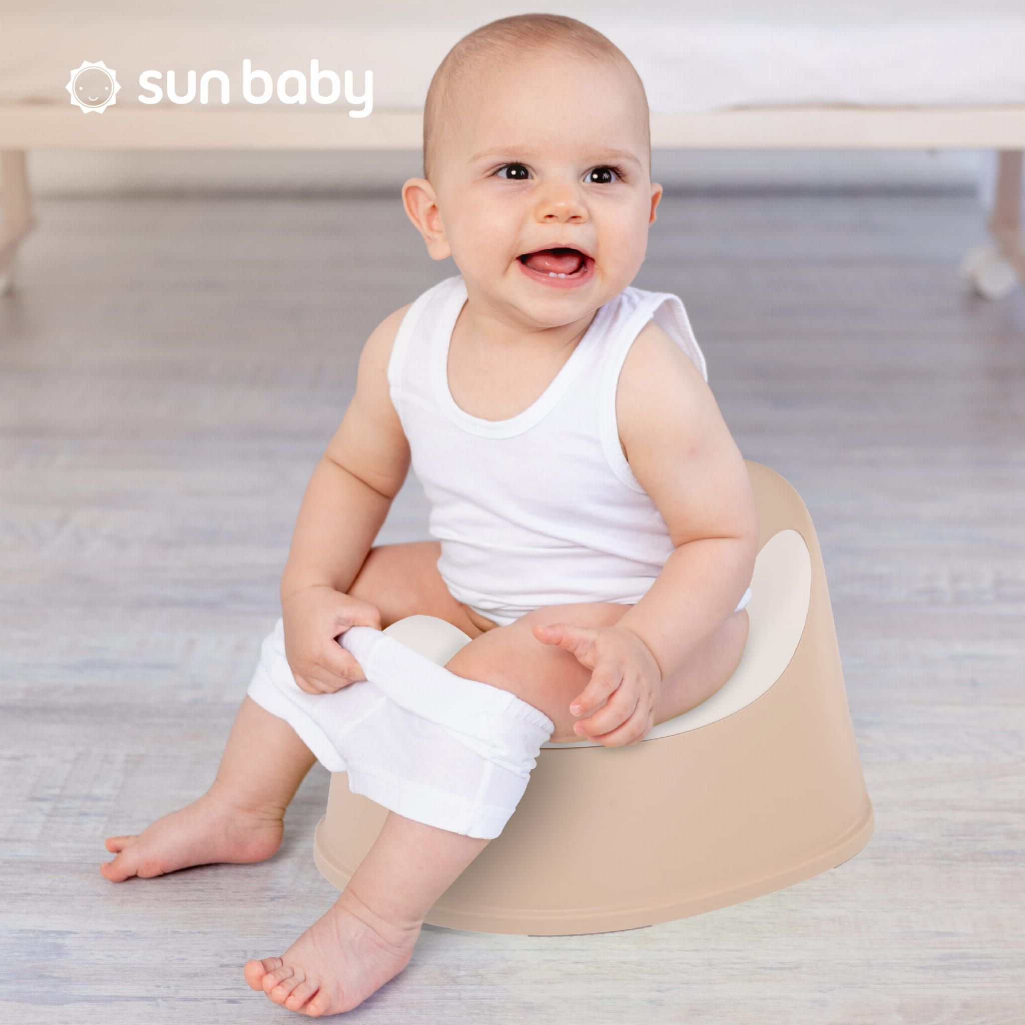Nocnik dla dzieci antypoślizgowy z wyjmowanym wkładem Stabilny beżowy biały Sun Baby