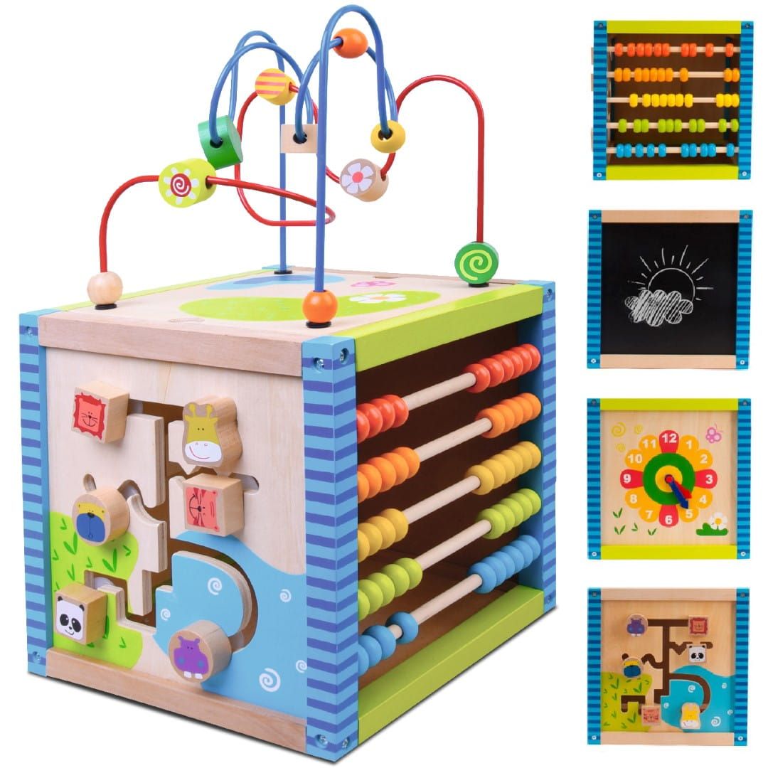 Drewniana kostka edukacyjna manipulacyjna sorter przeplatanka XL