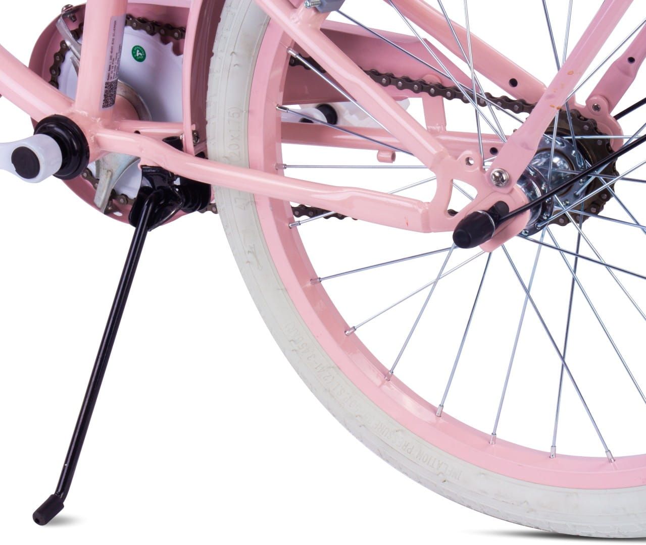 Rower dla dziewczynki 20 cali prowadnik bagażnik stopka Heart Bike Silver Moon różowy