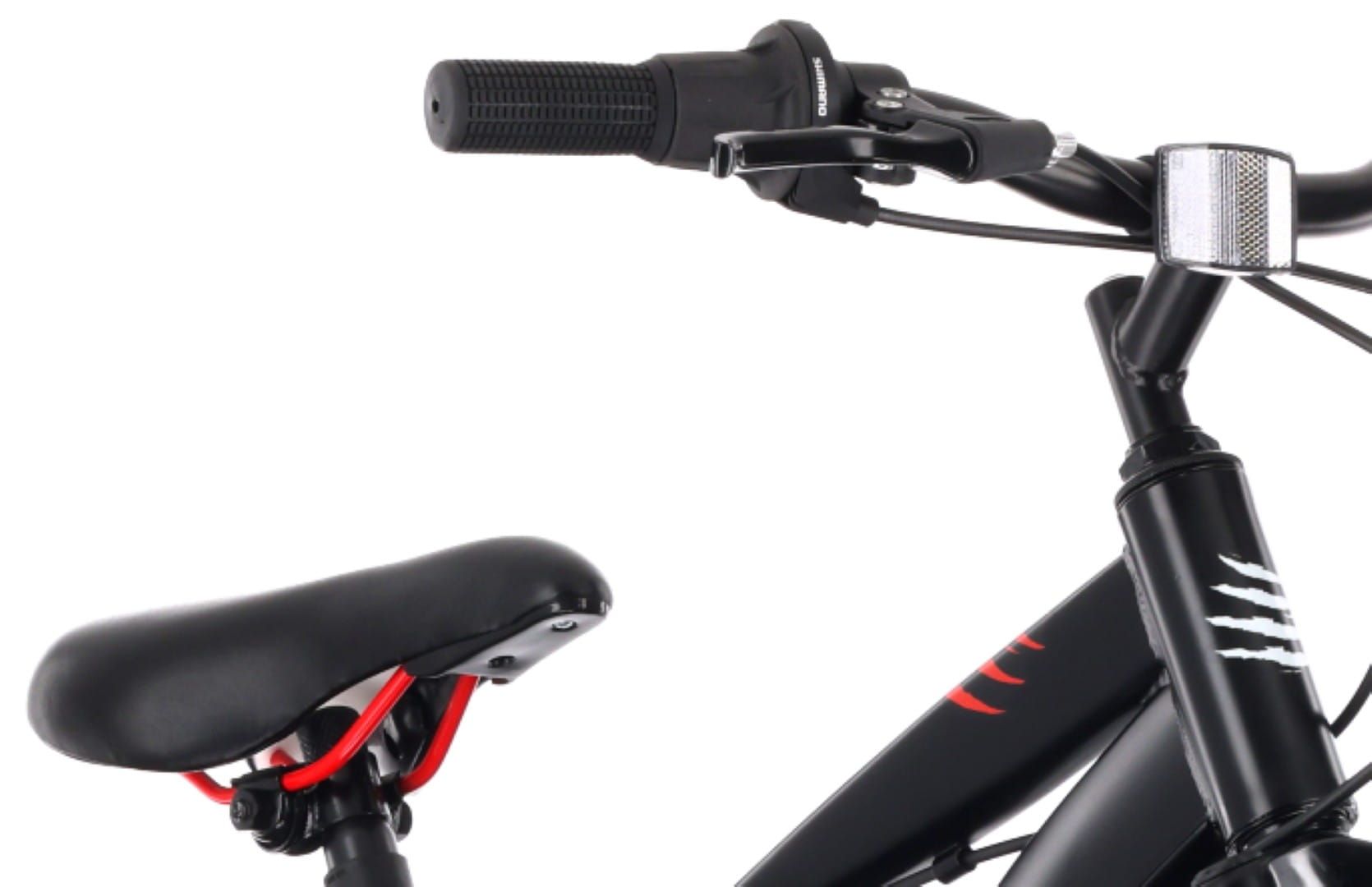 Rower dla chłopca 20 cali 6 biegów Shimano amortyzator szerokie opony Revoshift Tiger Bike czarny czerwony