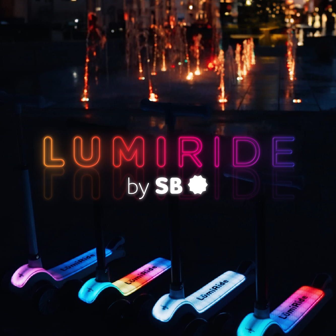 LUMI RIDE Hulajnoga trójkołowa balansowa składana regulowana Platforma LED 7 kolorów 20 programów niebieski Sun Baby