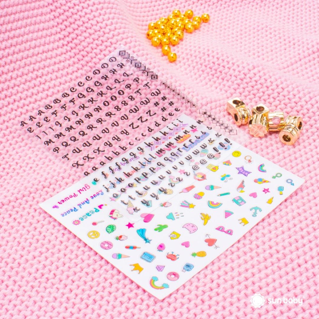 Zestaw do robienia bransoletek biżuterii zawieszki koraliki bransoletki naklejki 160 el Sun Baby