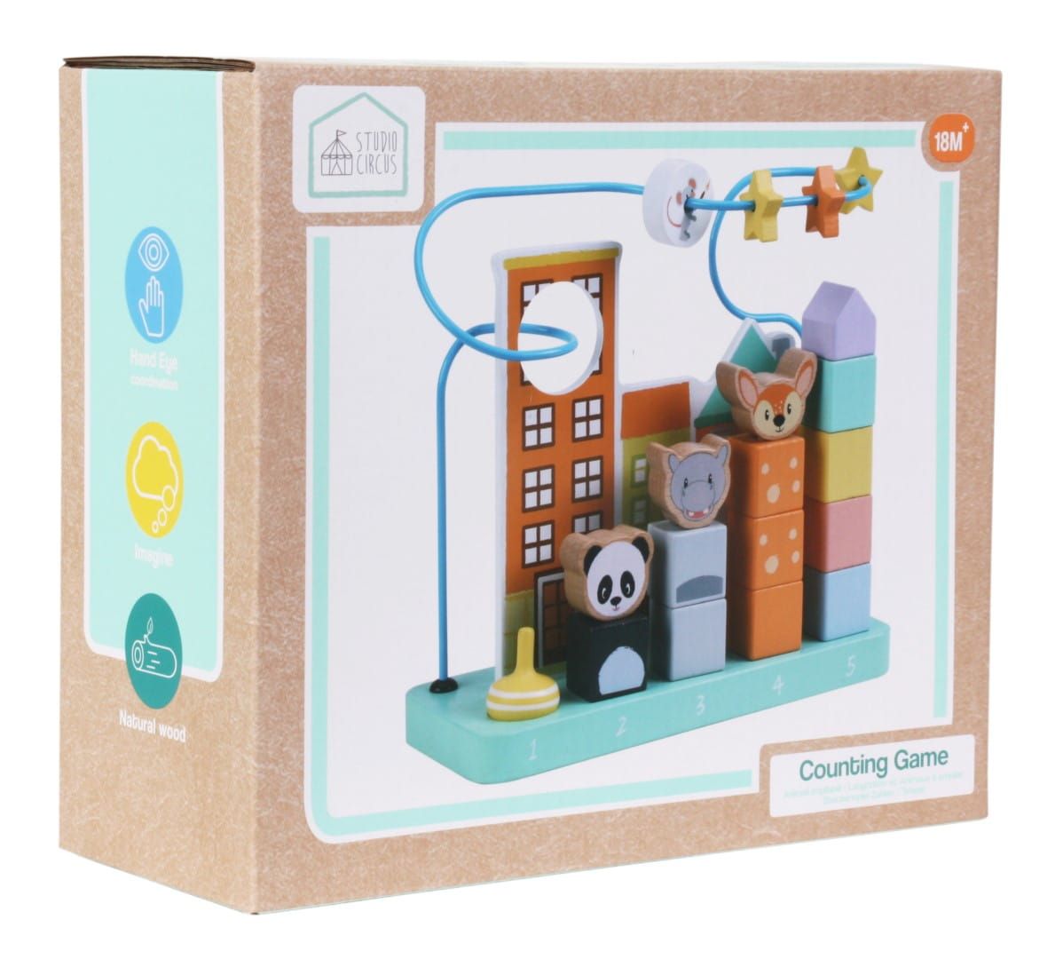 Zabawka drewniana edukacyjna liczydło sorter 20 elementów, nauka cyfr , 24 cm