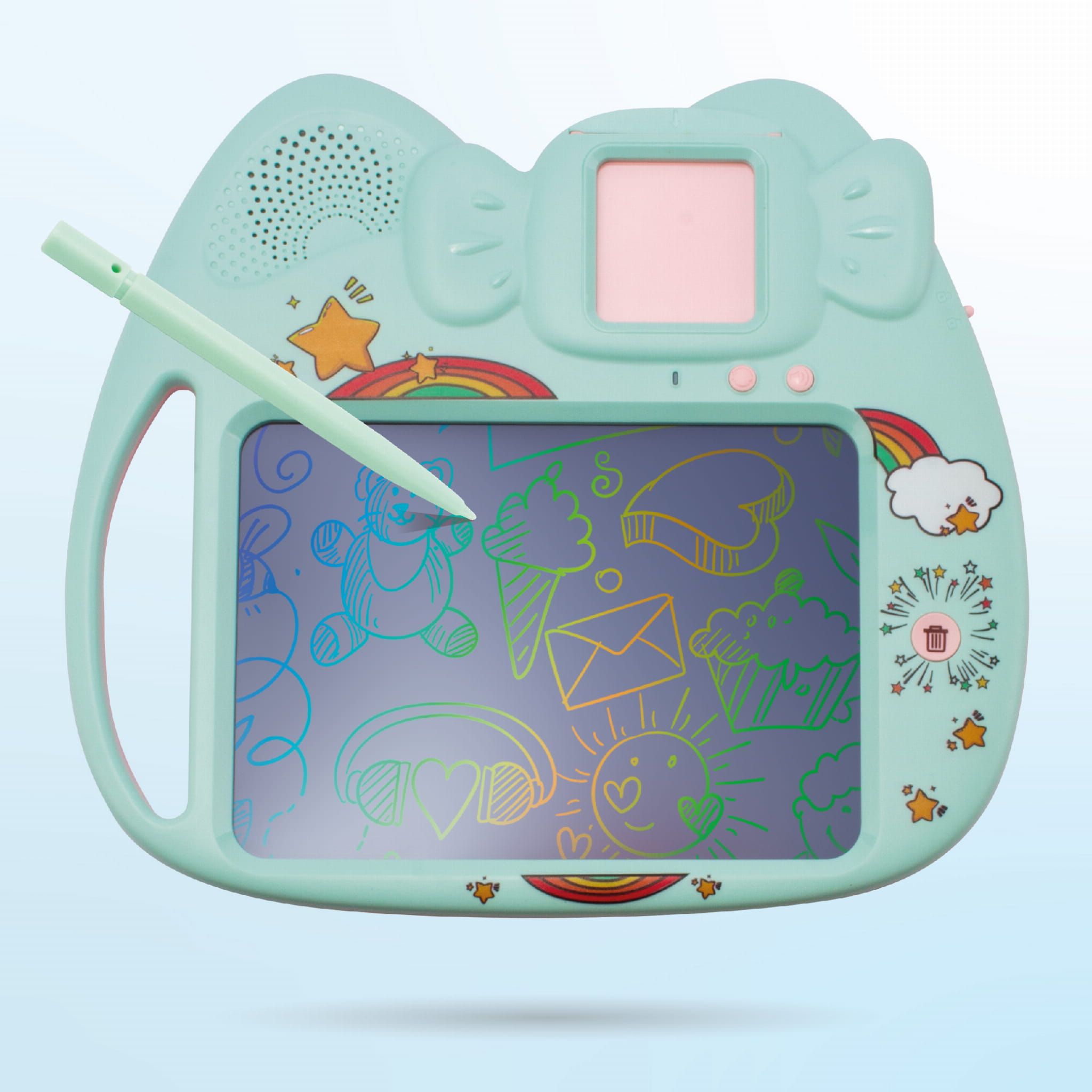 Tablet do rysowania znikopis Czytnik kart do nauki języka angielskiego 2w1 112 kart dwustronnych zielony Sun Baby