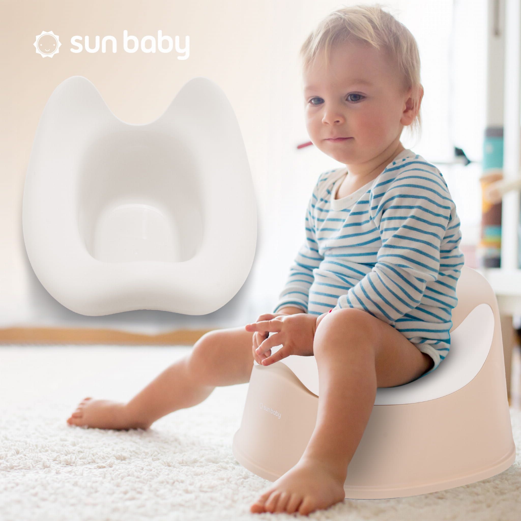 Nocnik dla dzieci antypoślizgowy z wyjmowanym wkładem Stabilny beżowy biały Sun Baby