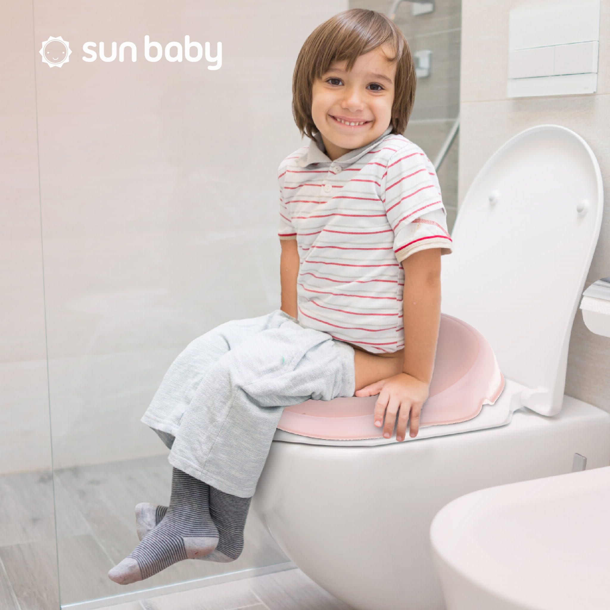 Nakładka na sedes wc dla dzieci antypoślizgowa deska na toaletę biały różowy Sun Baby