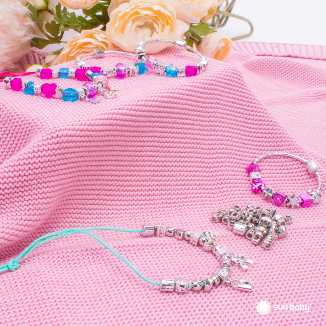 Zestaw do robienia bransoletek biżuterii zawieszki koraliki bransoletki naszyjniki 110 el Sun Baby