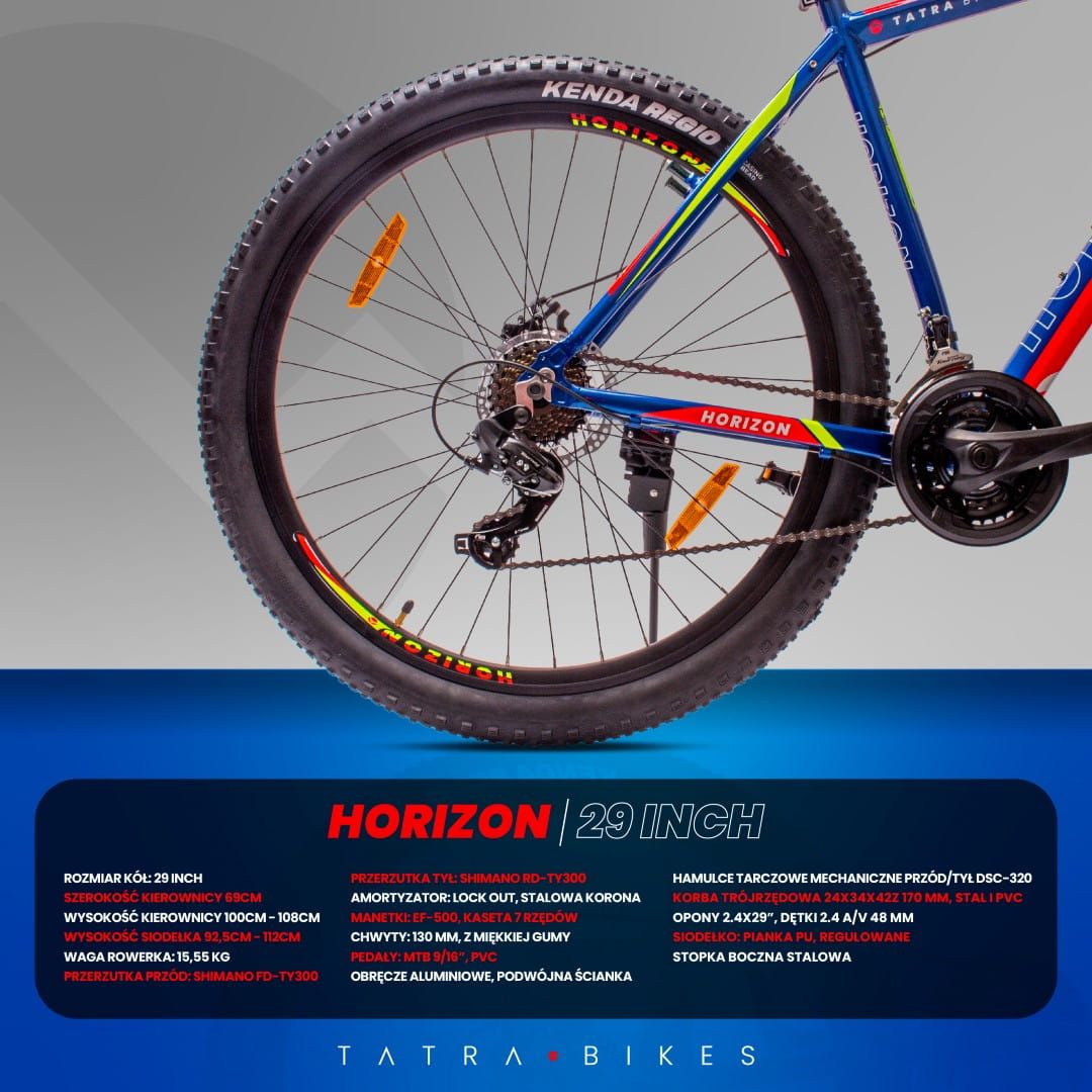 29-Zoll-Mountainbike mit Shimano-Schaltung, leichtem Aluminiumrahmen, Tatra Bikes Horizon, blau