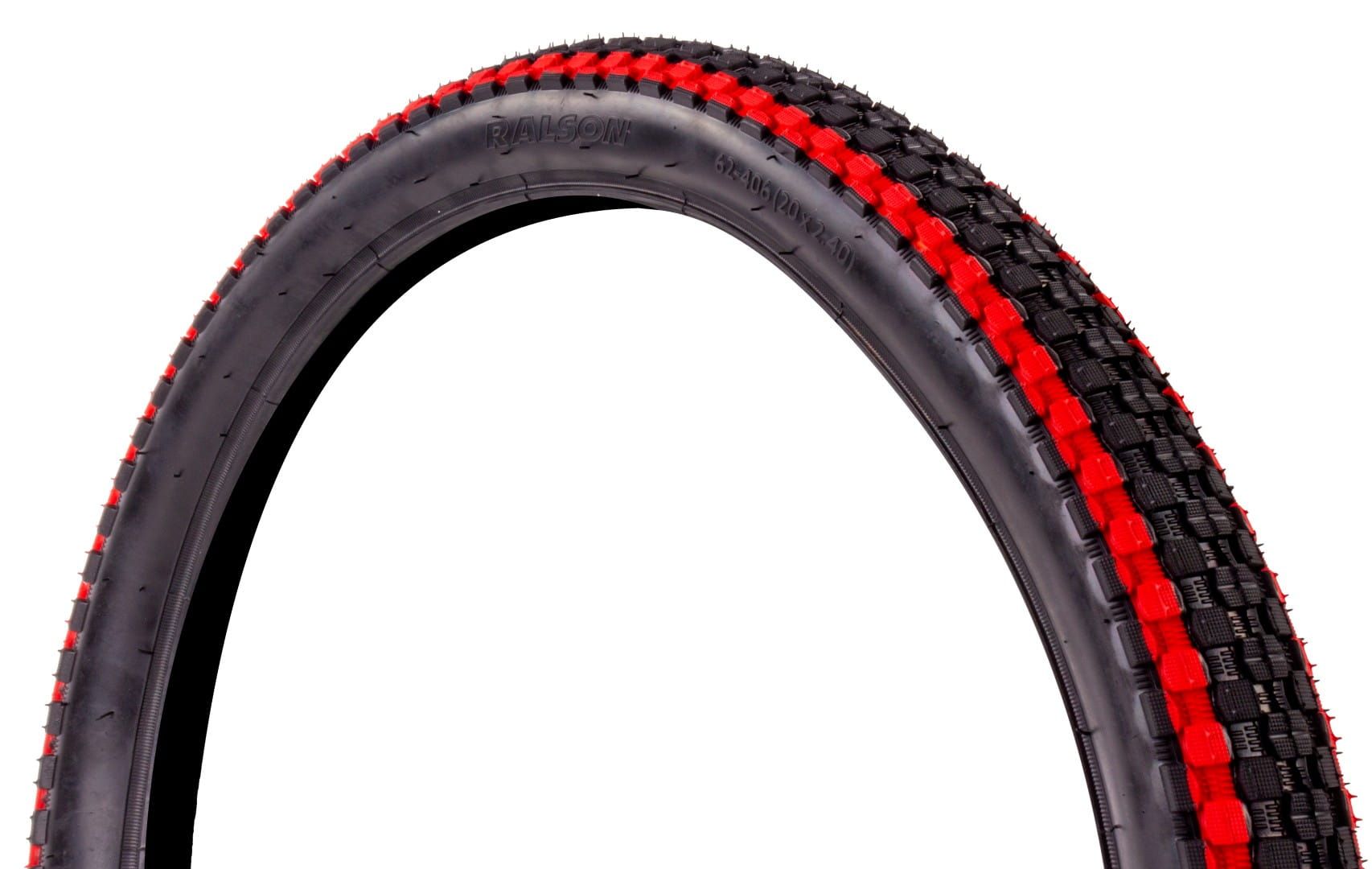 Opona rowerowa 20 cali 20x2,4 62-406 TIGER czarny z paskiem czerwony