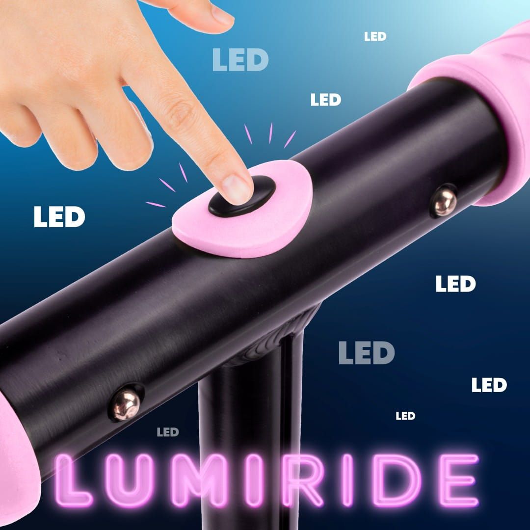 LUMI RIDE Hulajnoga dwukołowa dla dzieci składana regulowana LED 7 kolorów 20 programów różowy Sun Baby