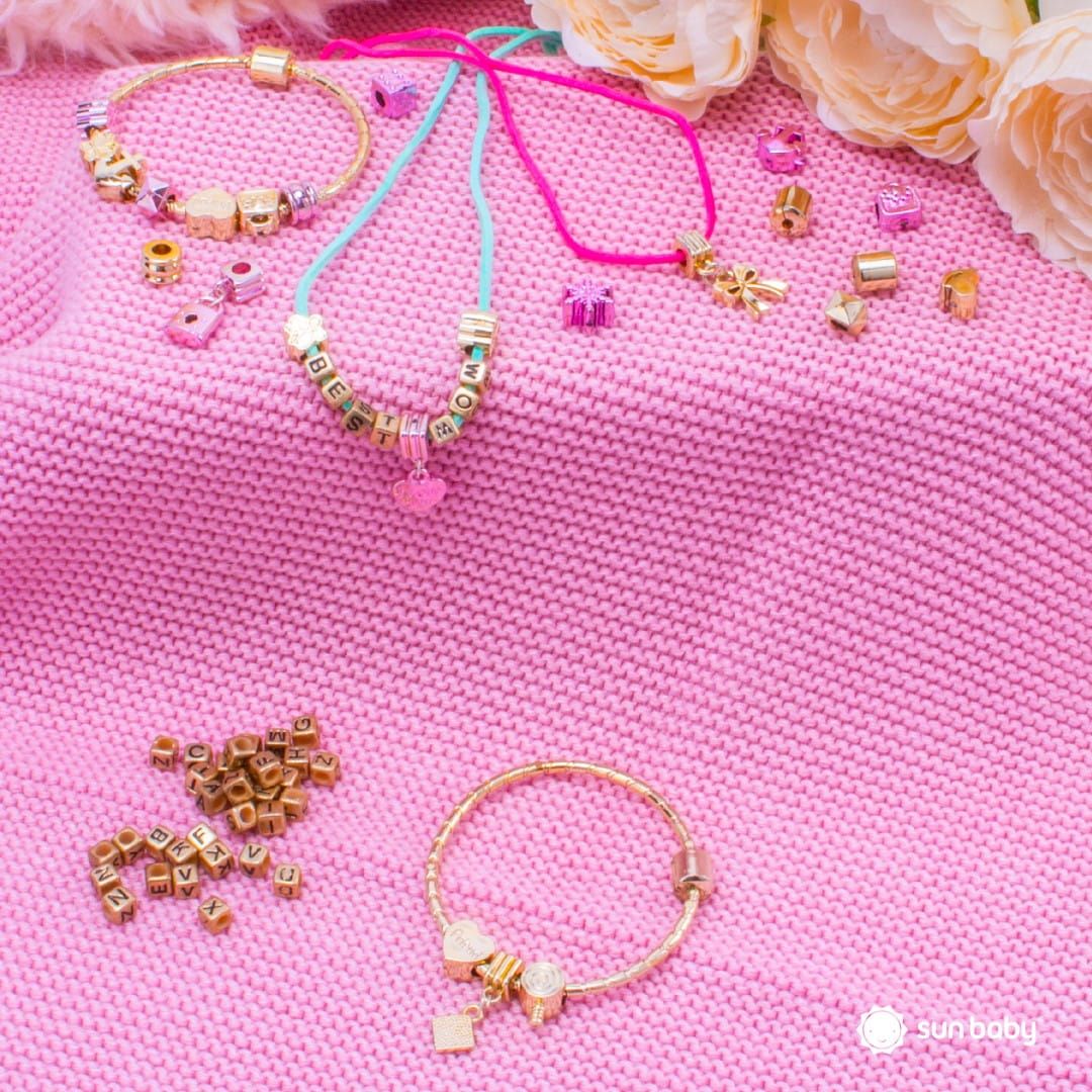 Zestaw do robienia bransoletek biżuterii zawieszki koraliki bransoletki naszyjniki 65 el Sun Baby