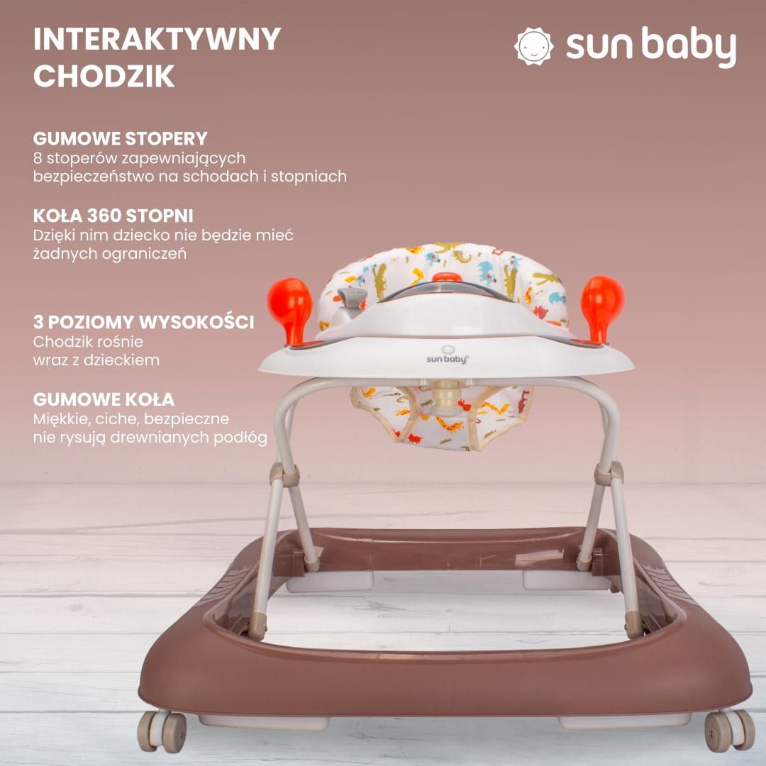 Chodzik dla dzieci interaktywny do nauki chodzenia regulacja wysokości kierownica stopery krokodylek