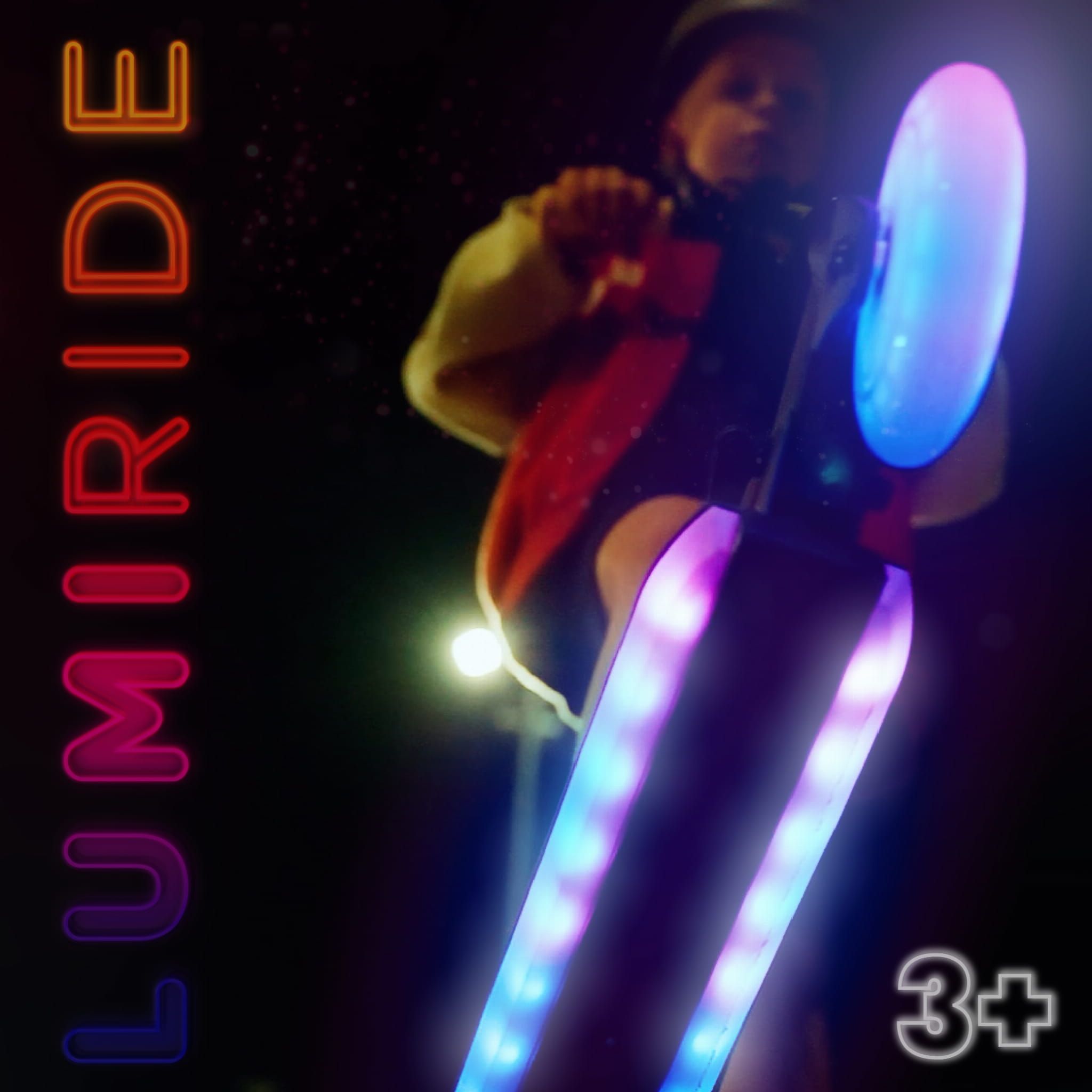 LUMI RIDE Hulajnoga dwukołowa dla dzieci składana regulowana LED 7 kolorów 20 programów czarny Sun Baby