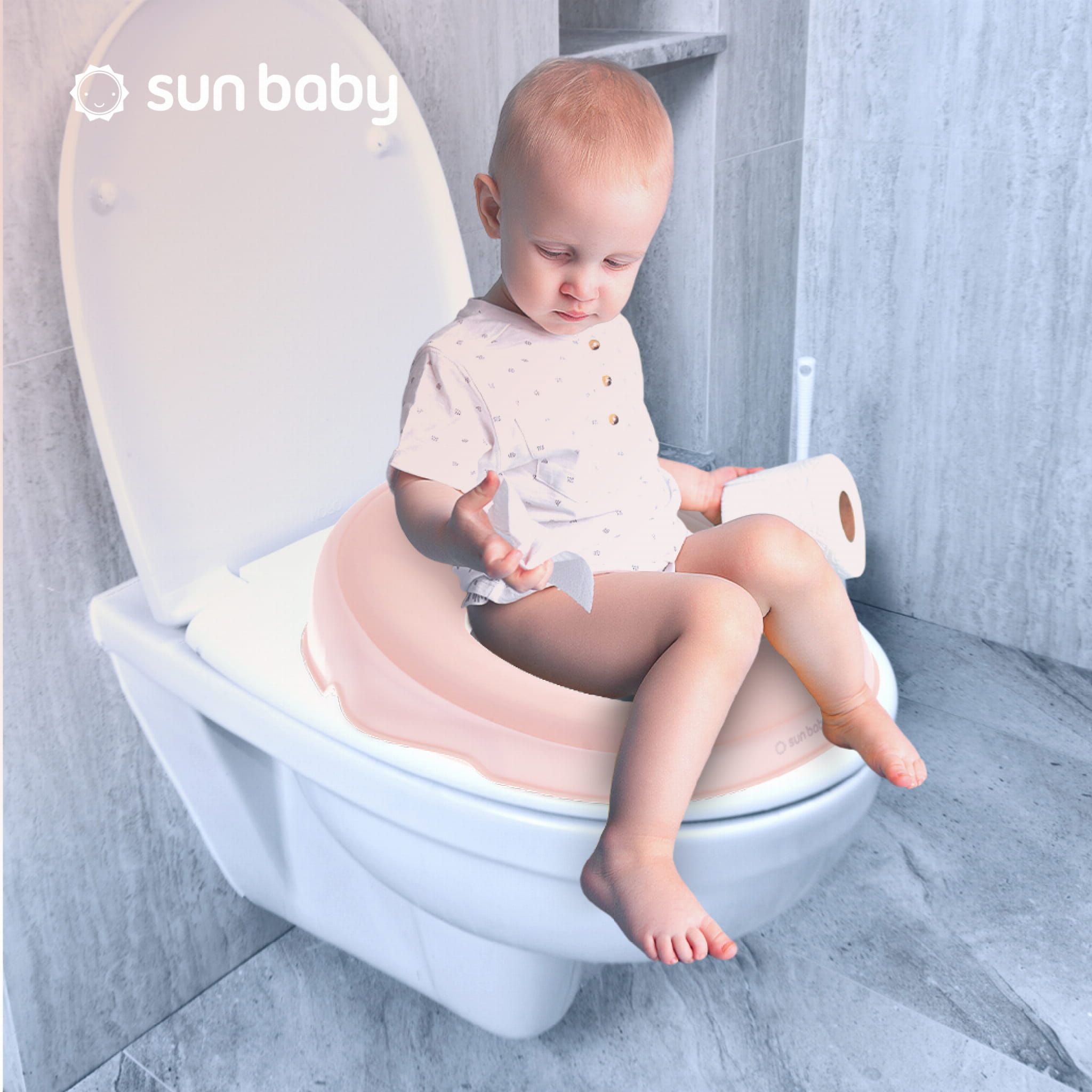 Nakładka na sedes wc dla dzieci antypoślizgowa deska na toaletę biały różowy Sun Baby