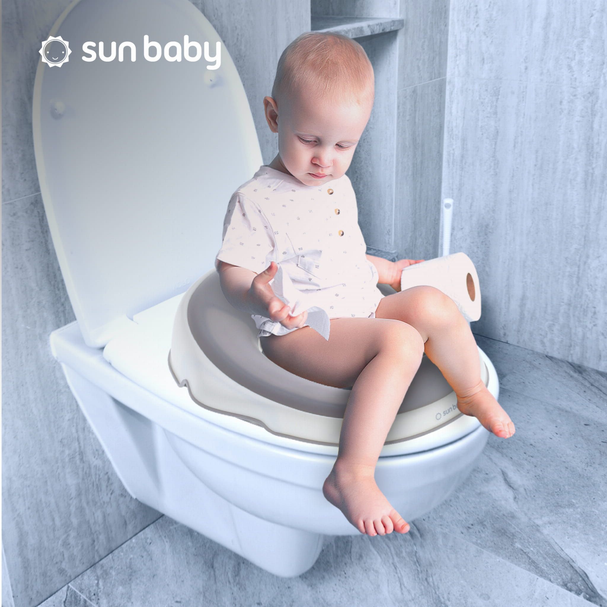 Nakładka na sedes wc dla dzieci antypoślizgowa deska na toaletę biały szary Sun Baby