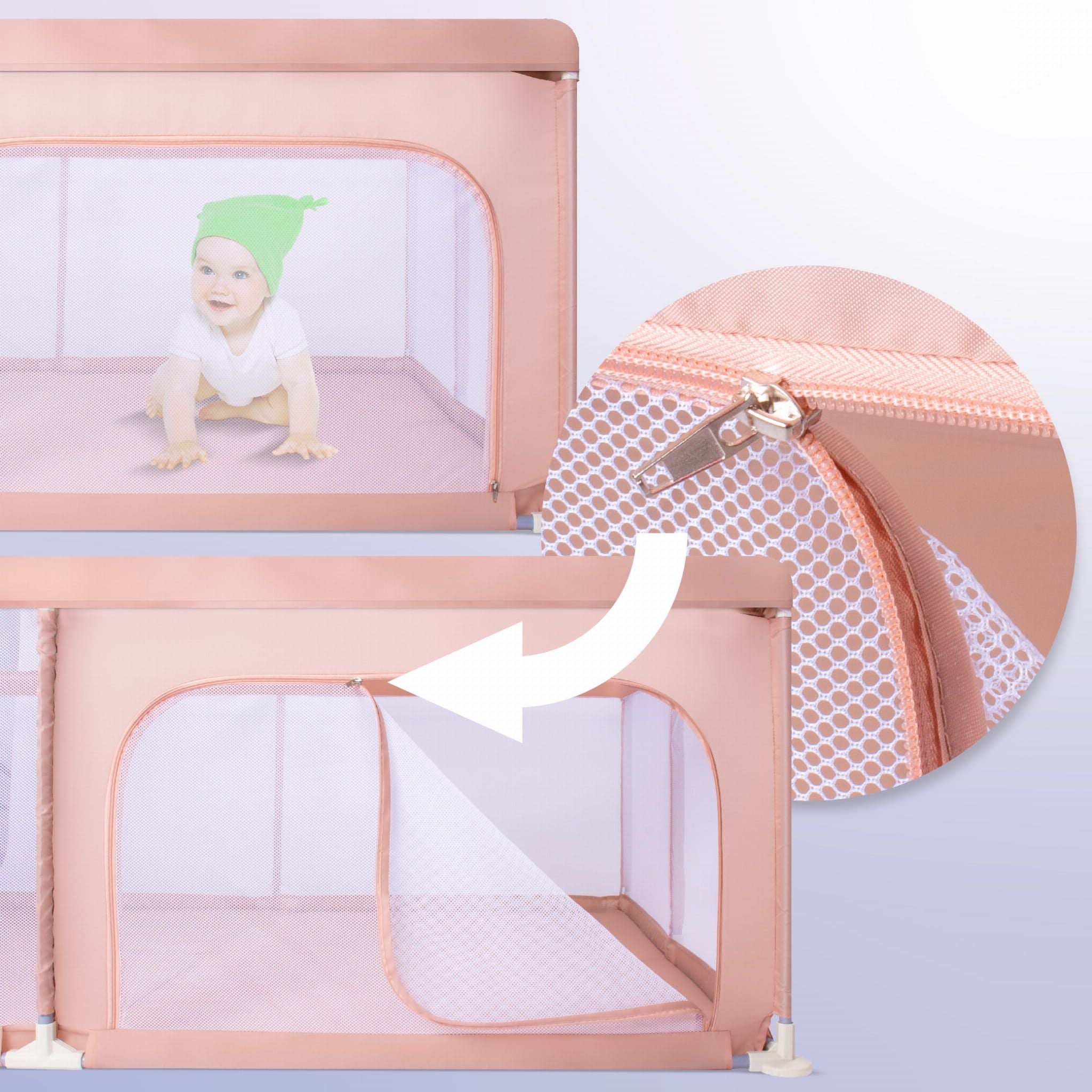 Duży Kojec dziecięcy łóżeczko Plac zabaw z podłogą Suchy basen 150x200 różowy Sun Baby