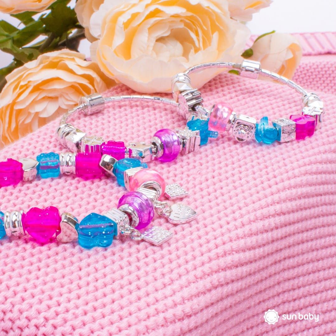 Zestaw do robienia bransoletek biżuterii zawieszki koraliki bransoletki naszyjniki 110 el Sun Baby