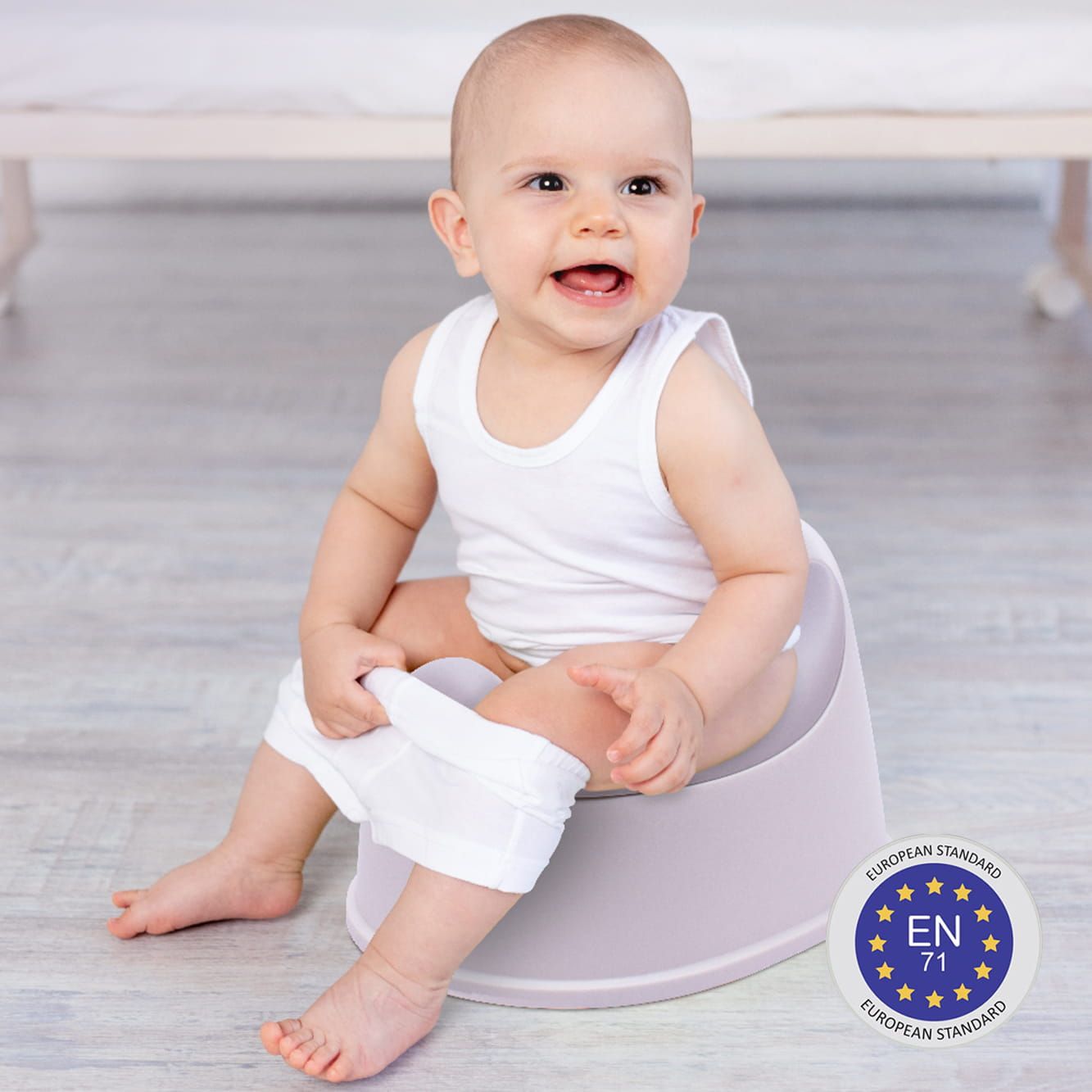 Nocnik dla dzieci antypoślizgowy z wyjmowanym wkładem Stabilny biało szary Sun Baby