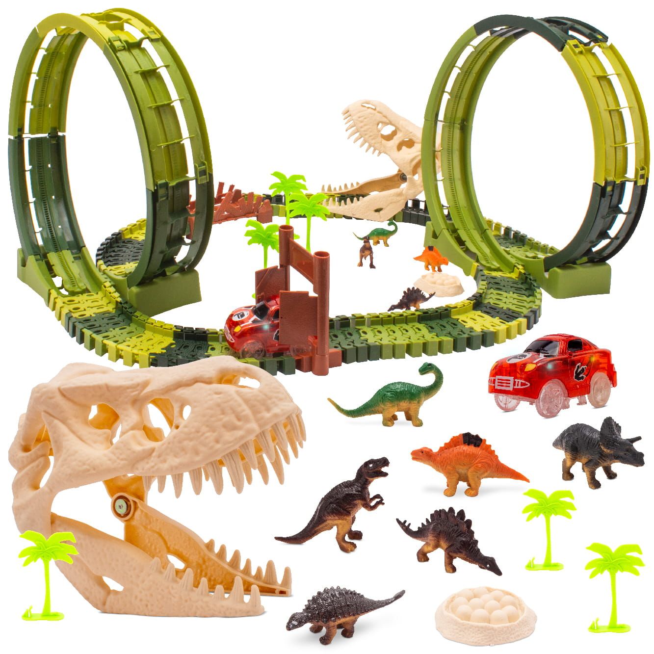 Tor wyścigowy samochodowy dla dzieci Duży Dinozaur 116 el Dinozaury Auto Sun Baby