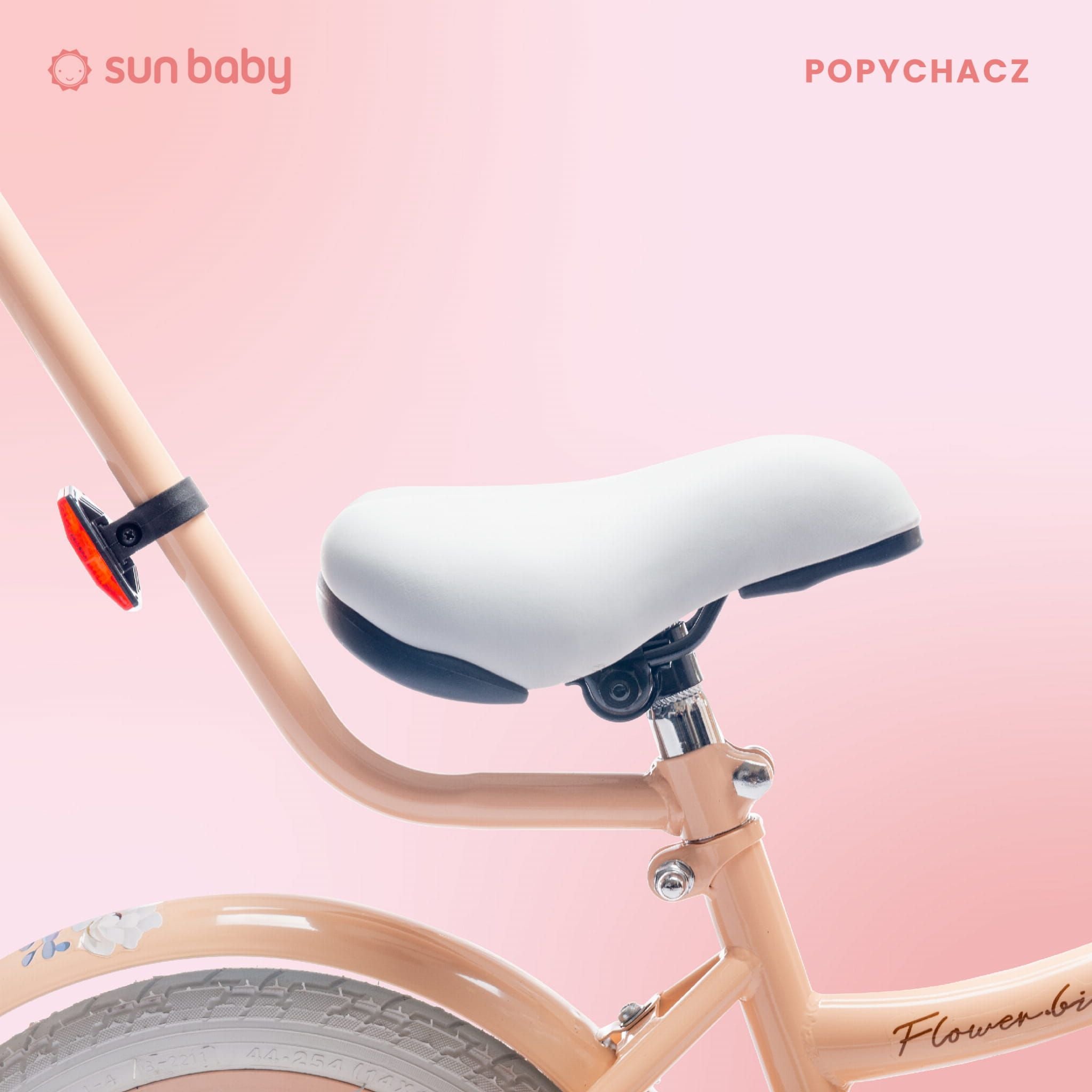 Rower dla dziewczynki 16 cali Pchacz kółka boczne Flower bike morelowy