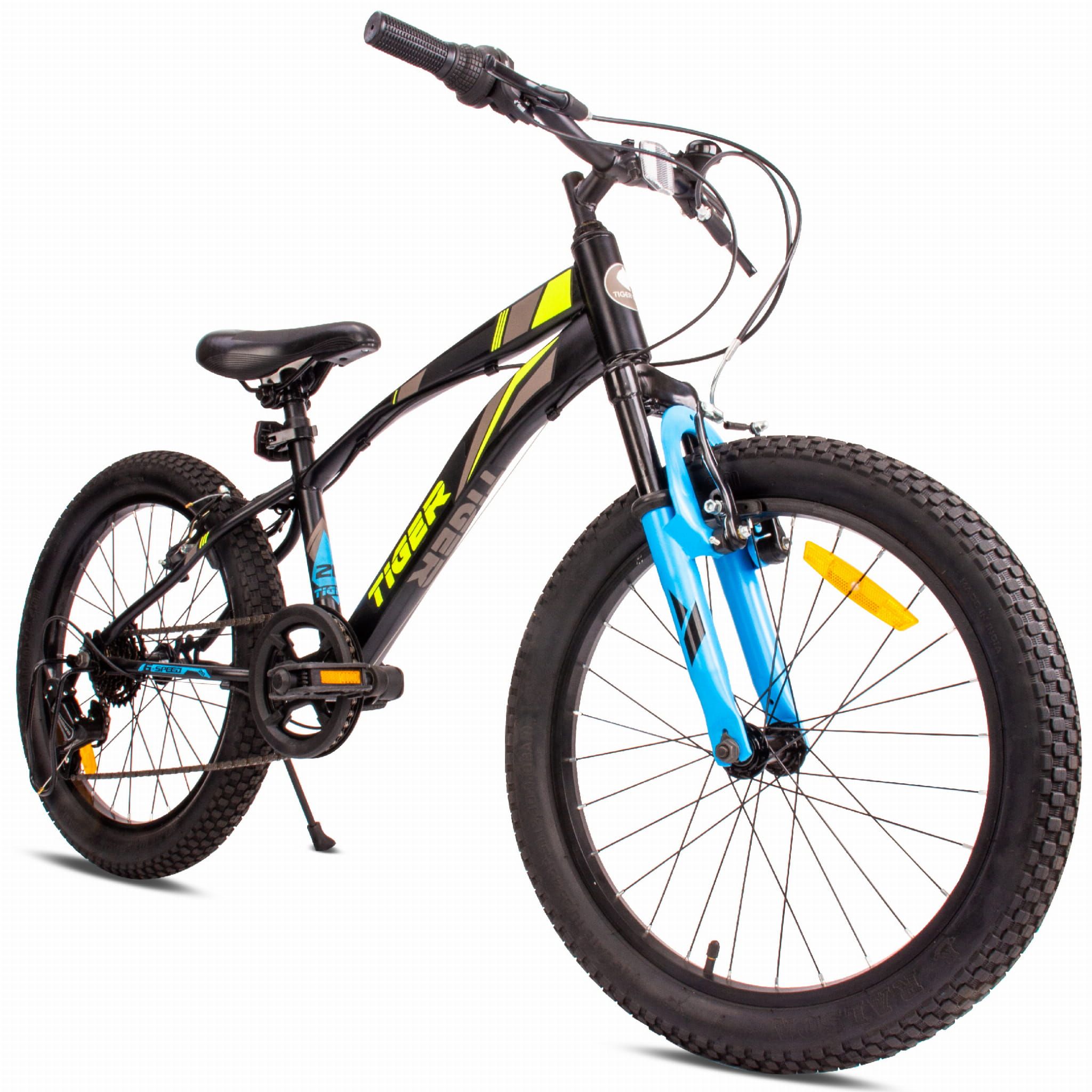 Rower dziecięcy 20 cali chłopięcy 6 biegów Shimano amortyzator szerokie opony Tiger Bike