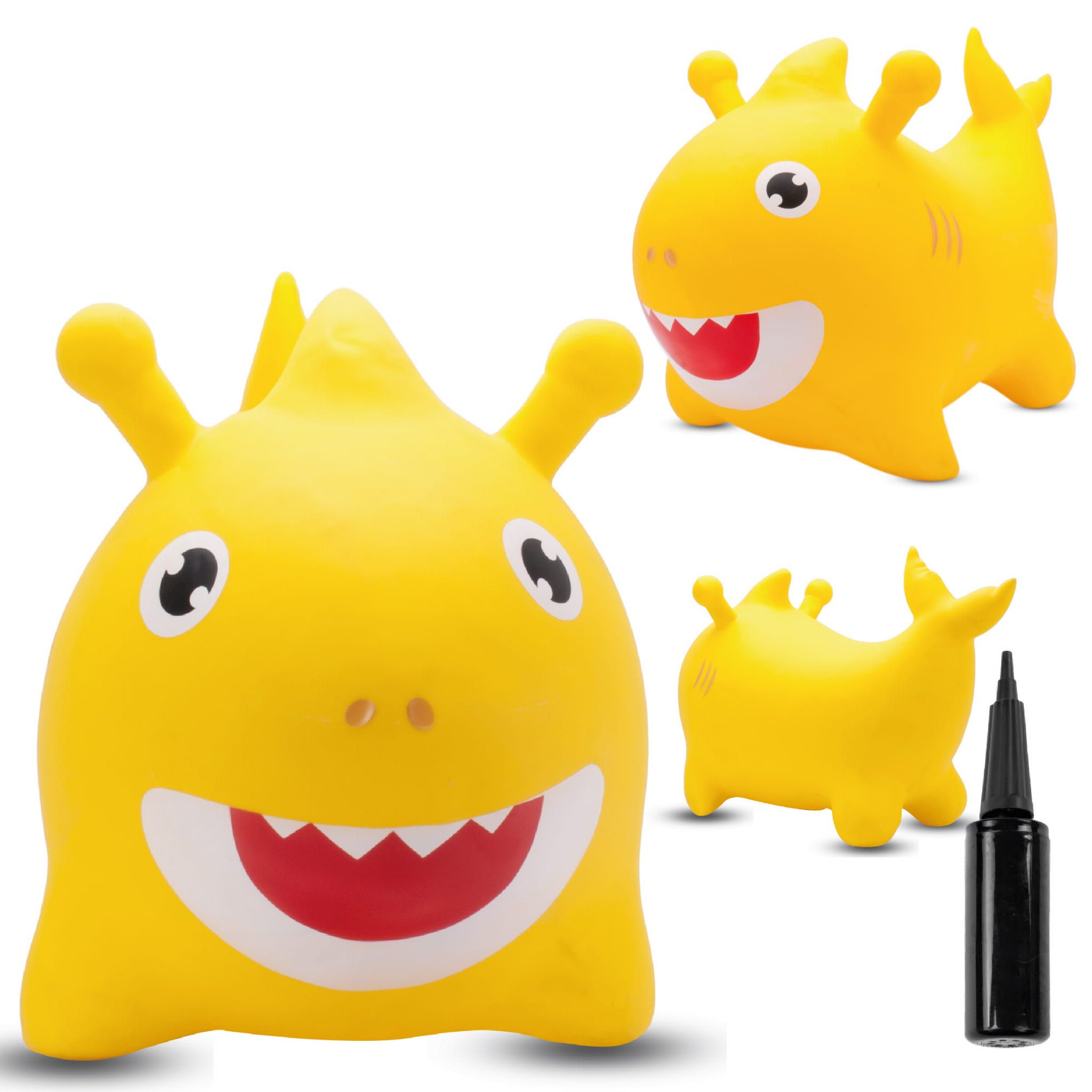 Skoczek dla dzieci do skakania z pompką REKIN BABY SHARK żółty