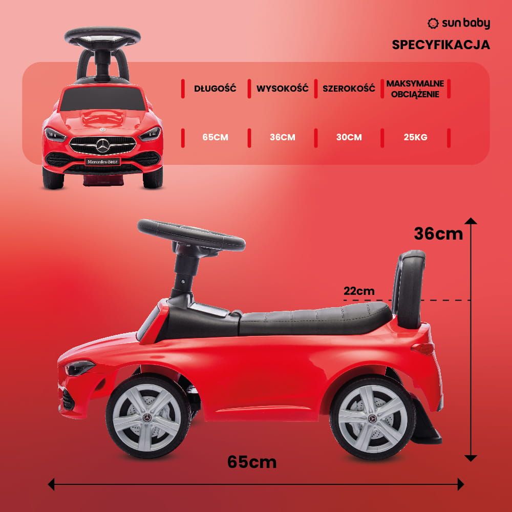 Jeździk pchacz chodzik Mercedes C-Class czerwony Sun Baby