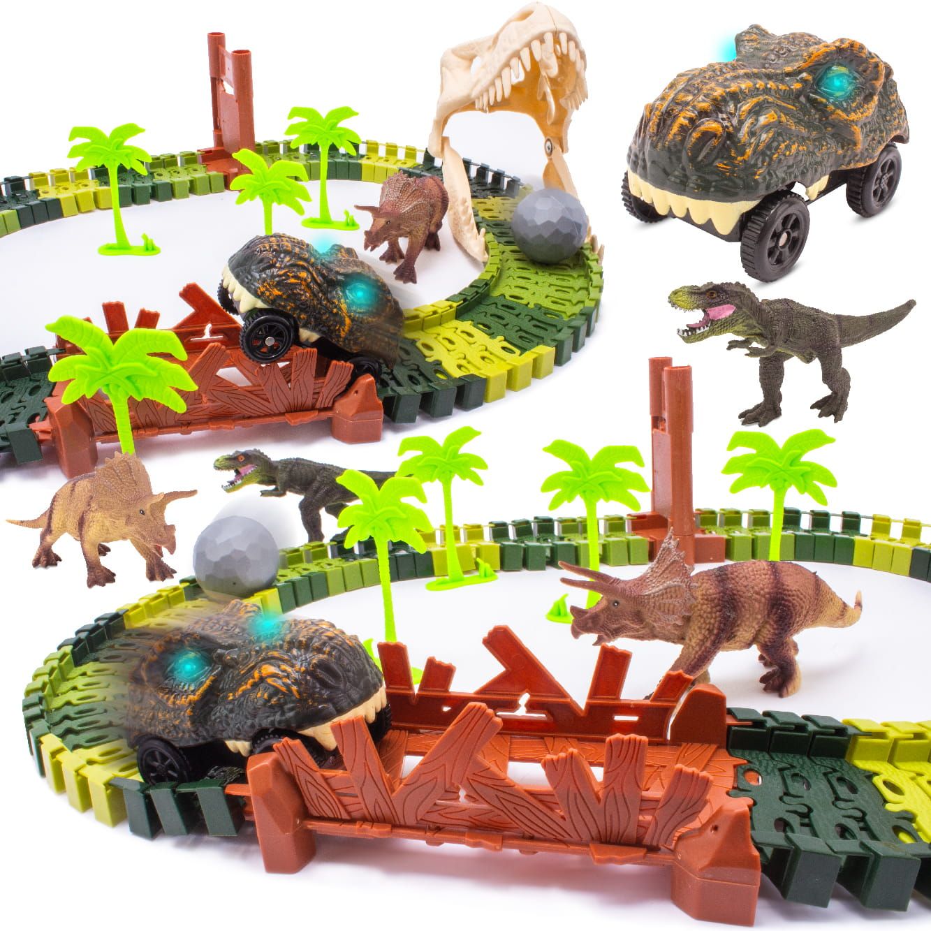 Tor wyścigowy samochodowy dla dzieci Dinozaur 86 el Dinozaury Auto Sun Baby