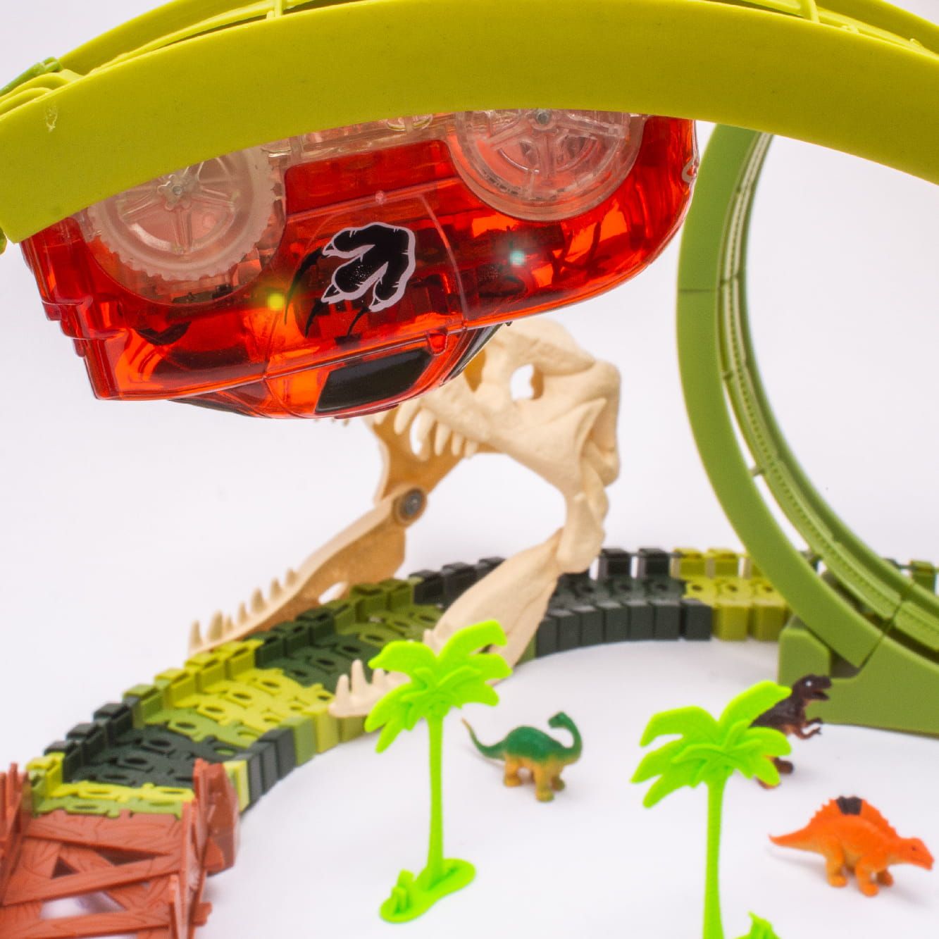 Tor wyścigowy samochodowy dla dzieci Duży Dinozaur 116 el Dinozaury Auto Sun Baby