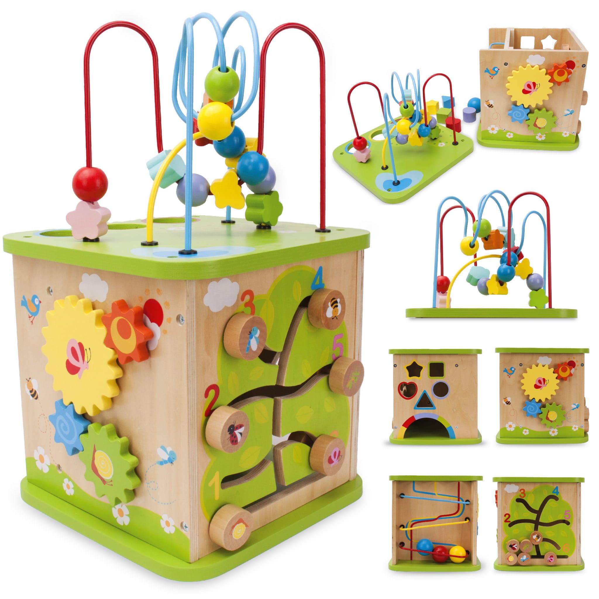 Drewniana kostka edukacyjna manipulacyjna sorter przeplatanka Montessori